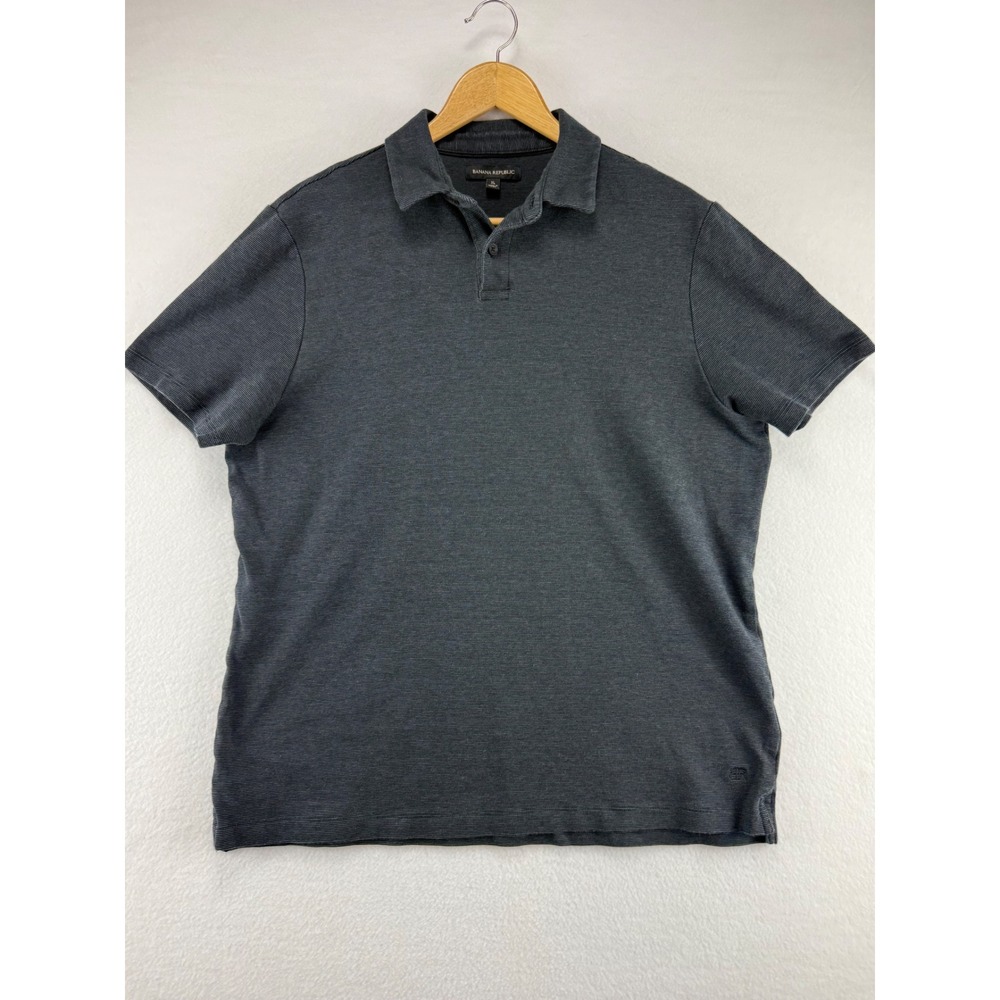 Banana Republic Polo Shirt Mens XL‎ Charcoal Gray Textured Short Sleeve Casual